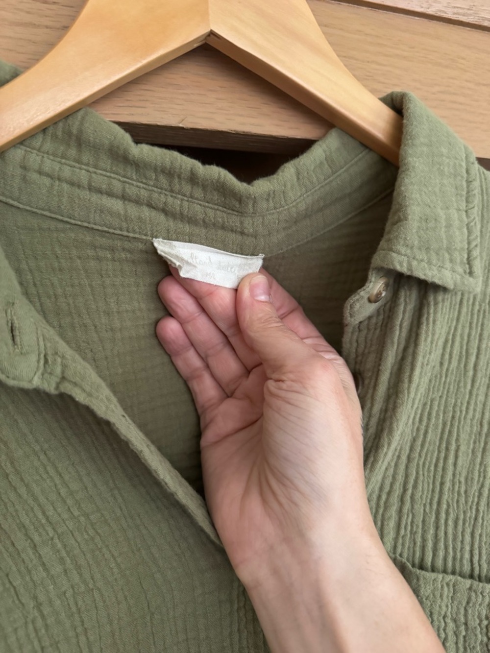 Altered State Lightweight Textured Button-Up Shirt in Olive Green - Picture 3 of 4